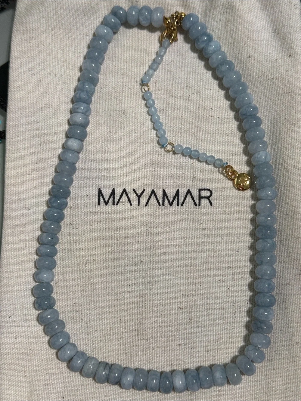 Mayamar Genuine Aquamarine Bead Adjustable Necklace - Light Blue